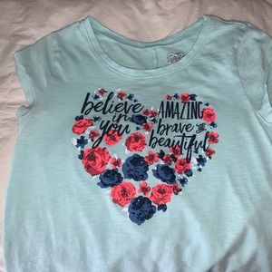 short sleeve blue shirt with heart!